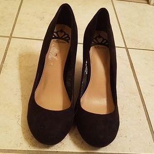 Fergalicious black suede wedges